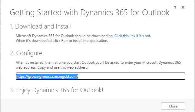 Installing the Microsoft Dynamics 365 for Microsoft Office Outlook Add-in –  MGCLD