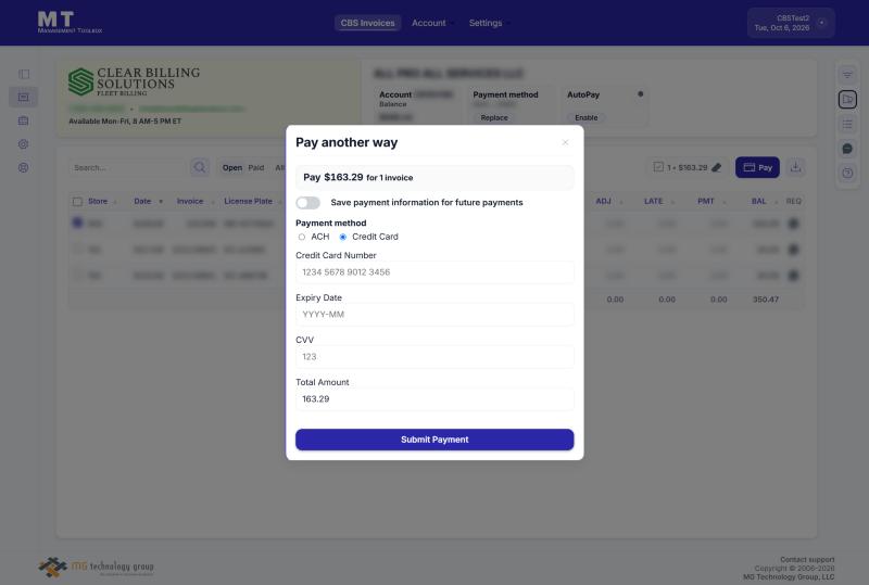 Pay another way, with Credit Card selected