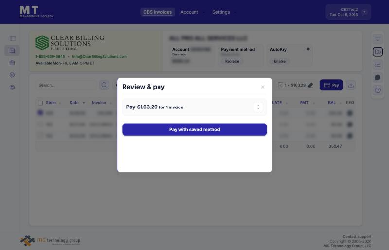 Review & pay (saved method)