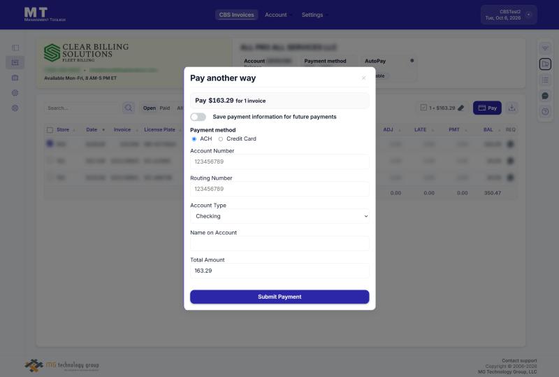Pay another way (ACH is selected first)
