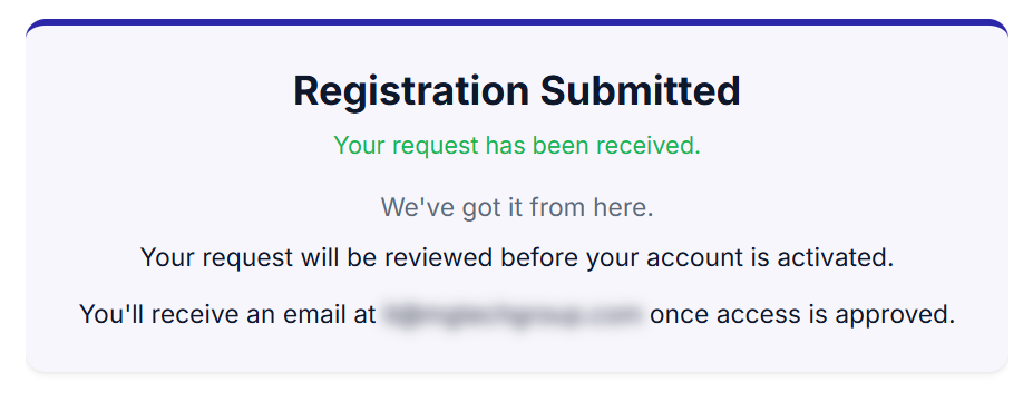 The Registration Submitted confirmation