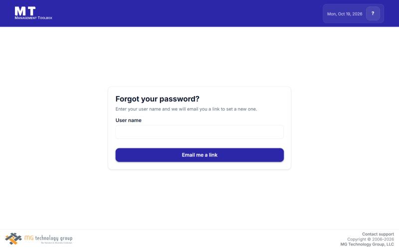 The Forgot your password page